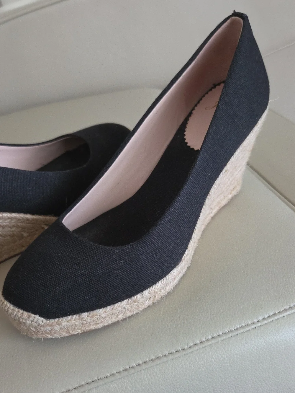 J. Crew Black Canvas Espadrille Wedge Pumps Size 9.5